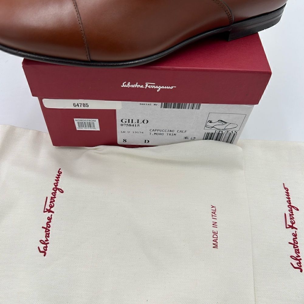 Men, Salvatore, Ferragamo, cap leather Oxford, size 8, made in Italy - Picture 5 of 12
